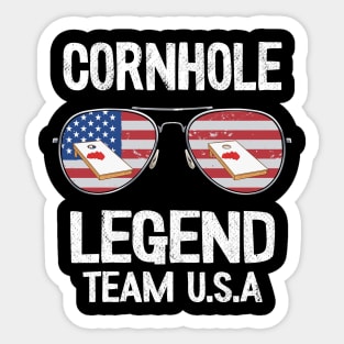 Cornhole Legend Team U.S.A American Flag Sunglasses Bean Bag Sticker